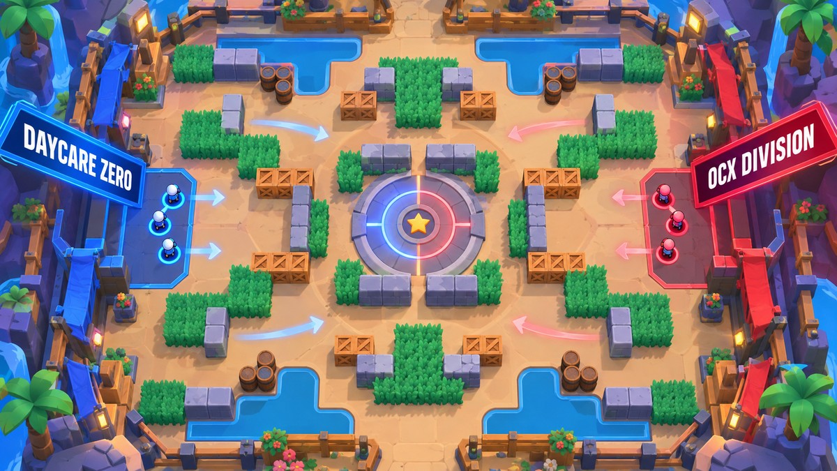 Tactical arena diagram for Daycare Zero versus OCX Division