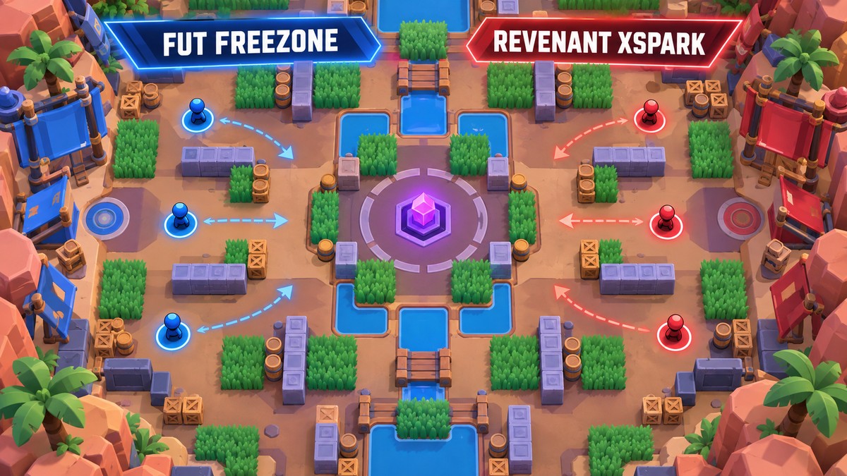 Tactical arena diagram for FUT FreeZone versus Revenant XSpark