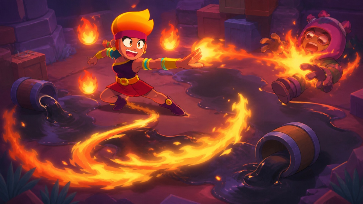 Amber controls a lane with oil and fire